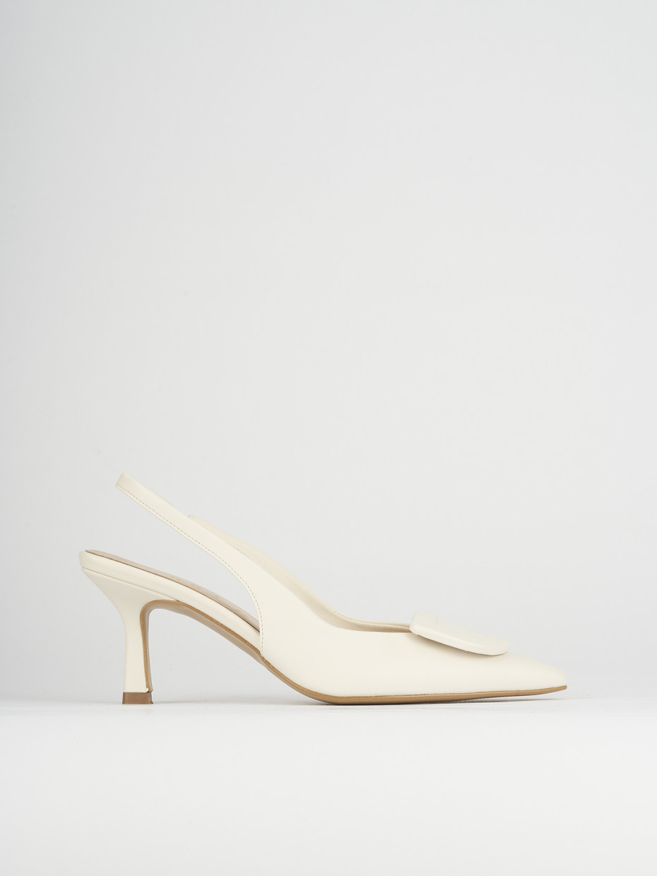 Décolleté e slingback tacco 7cm pelle bianco