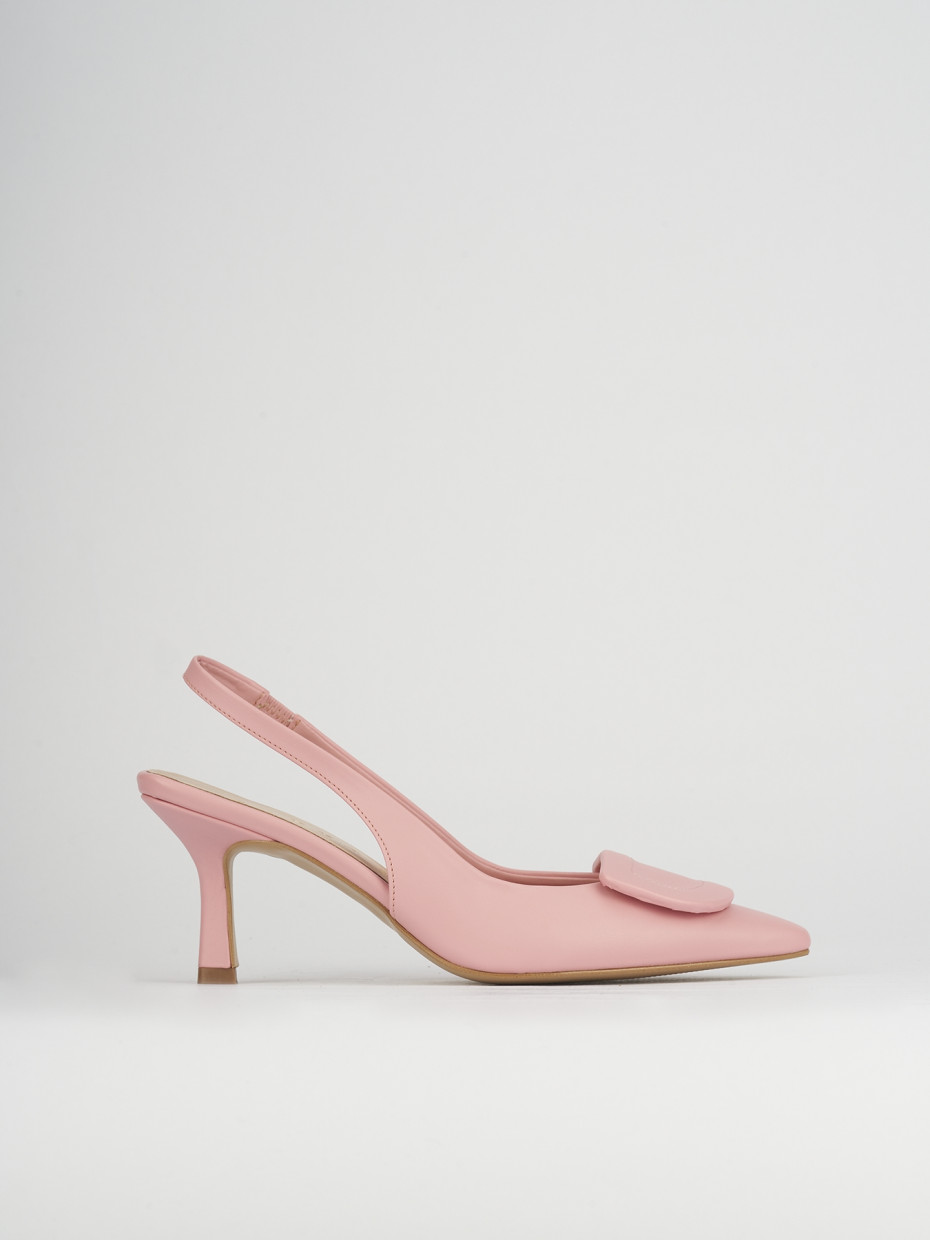 Décolleté e slingback tacco 7cm pelle rosa