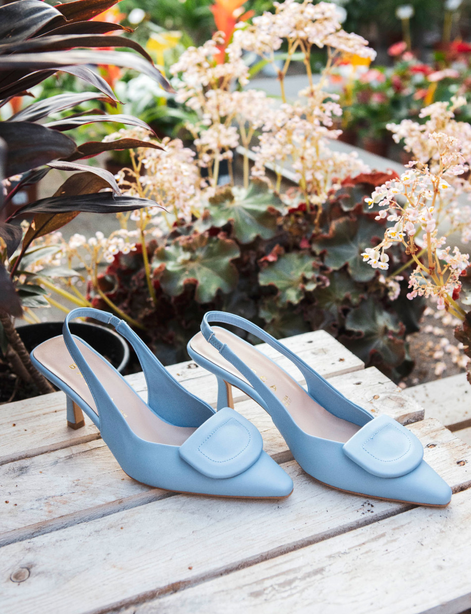 Pumps heel 7 cm light blue leather