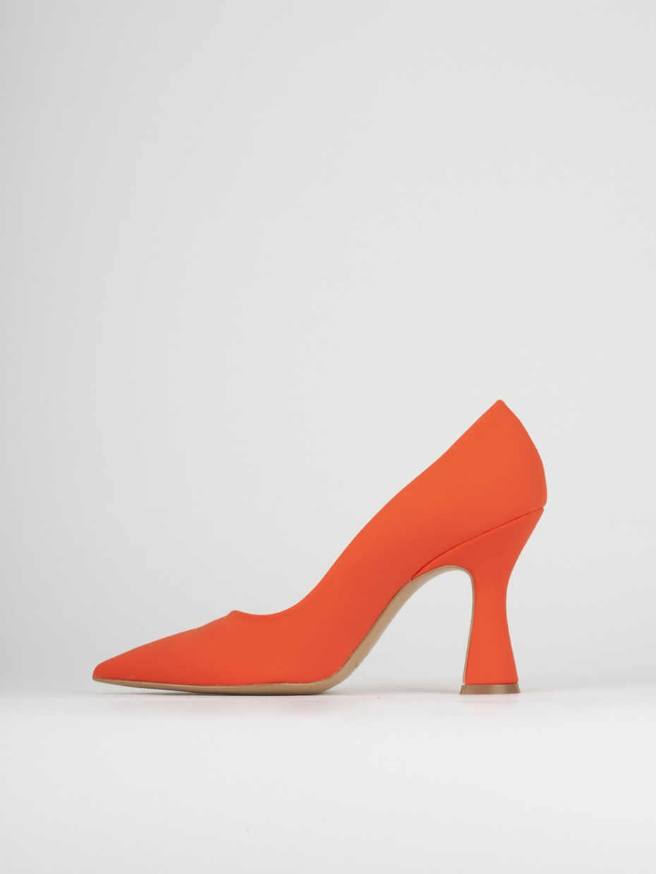 Décolleté e slingback tacco 10cm licra arancio