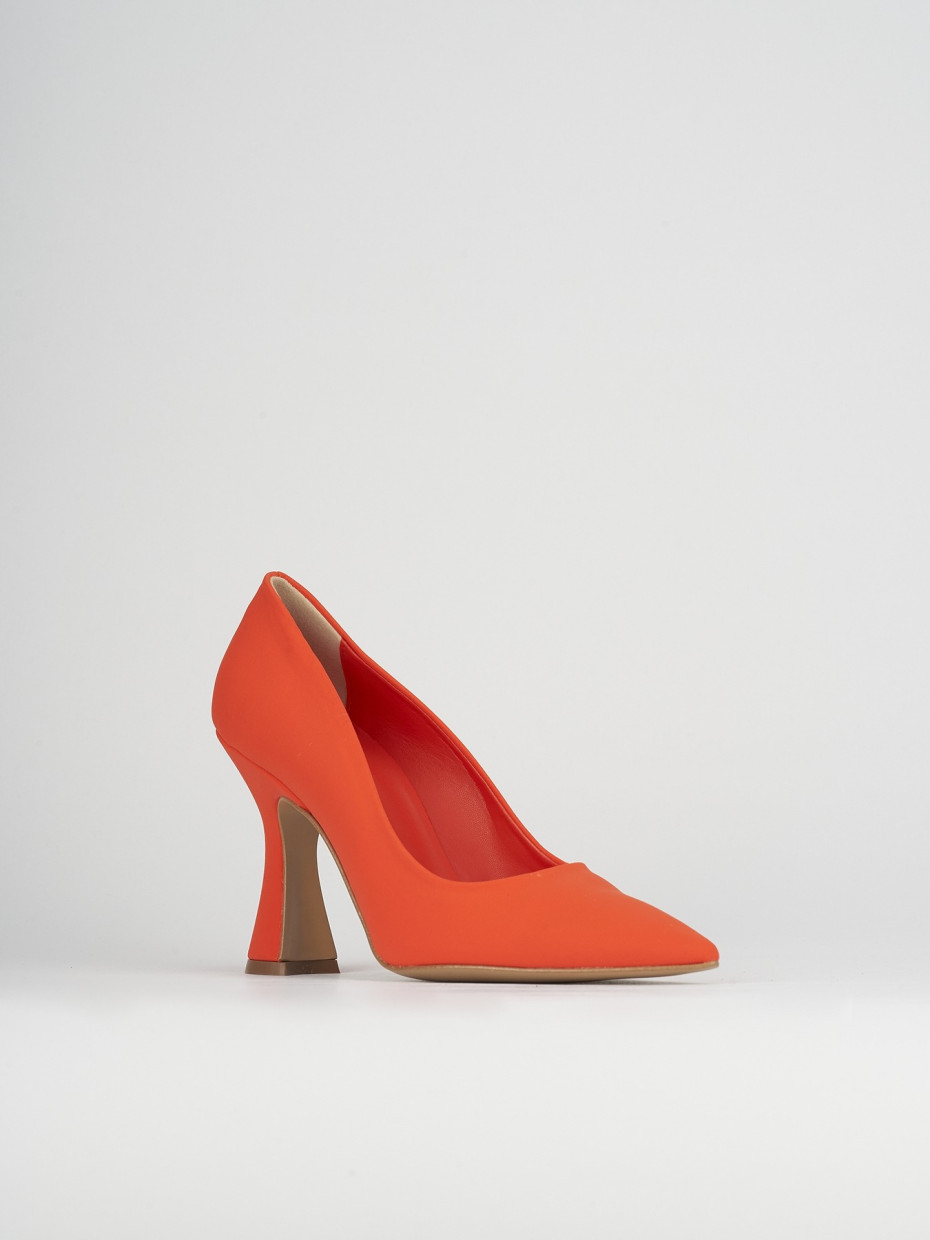 Décolleté e slingback tacco 10cm licra arancio