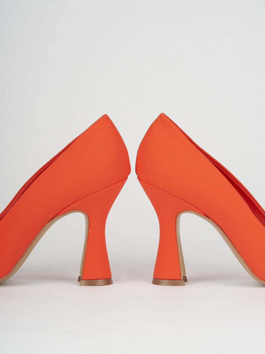 Décolleté e slingback tacco 10cm licra arancio