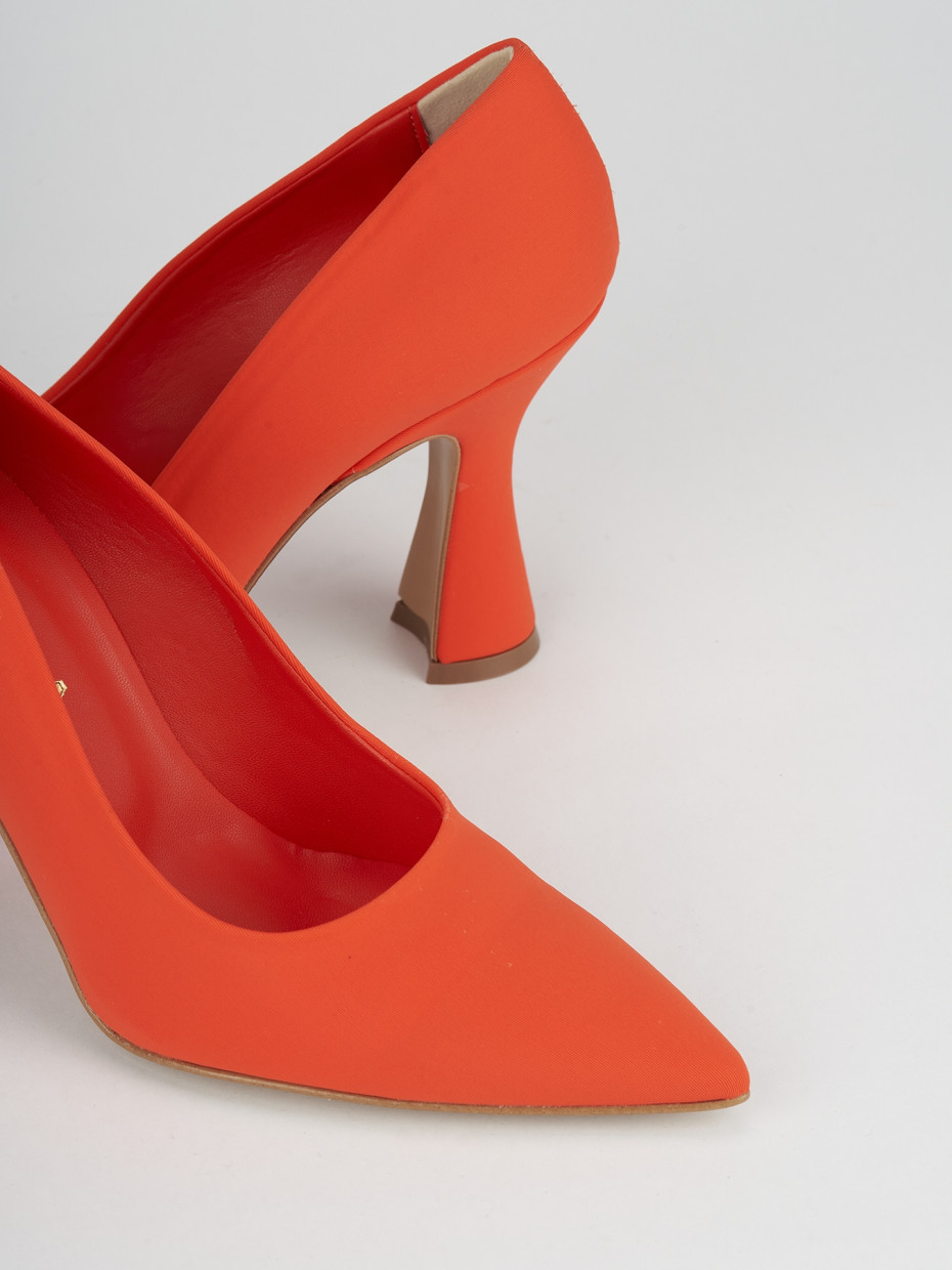 Décolleté e slingback tacco 10cm licra arancio