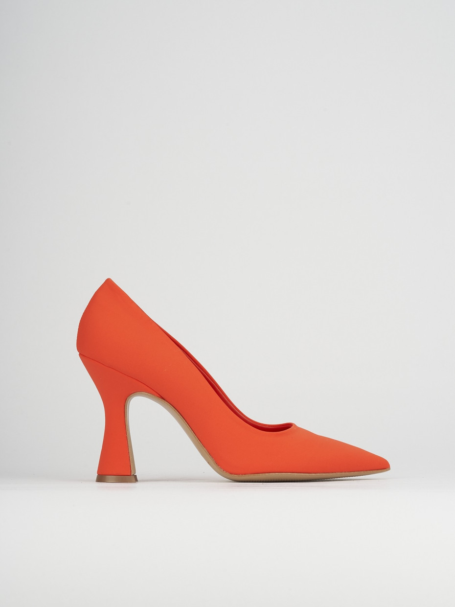 Décolleté e slingback tacco 10cm licra arancio