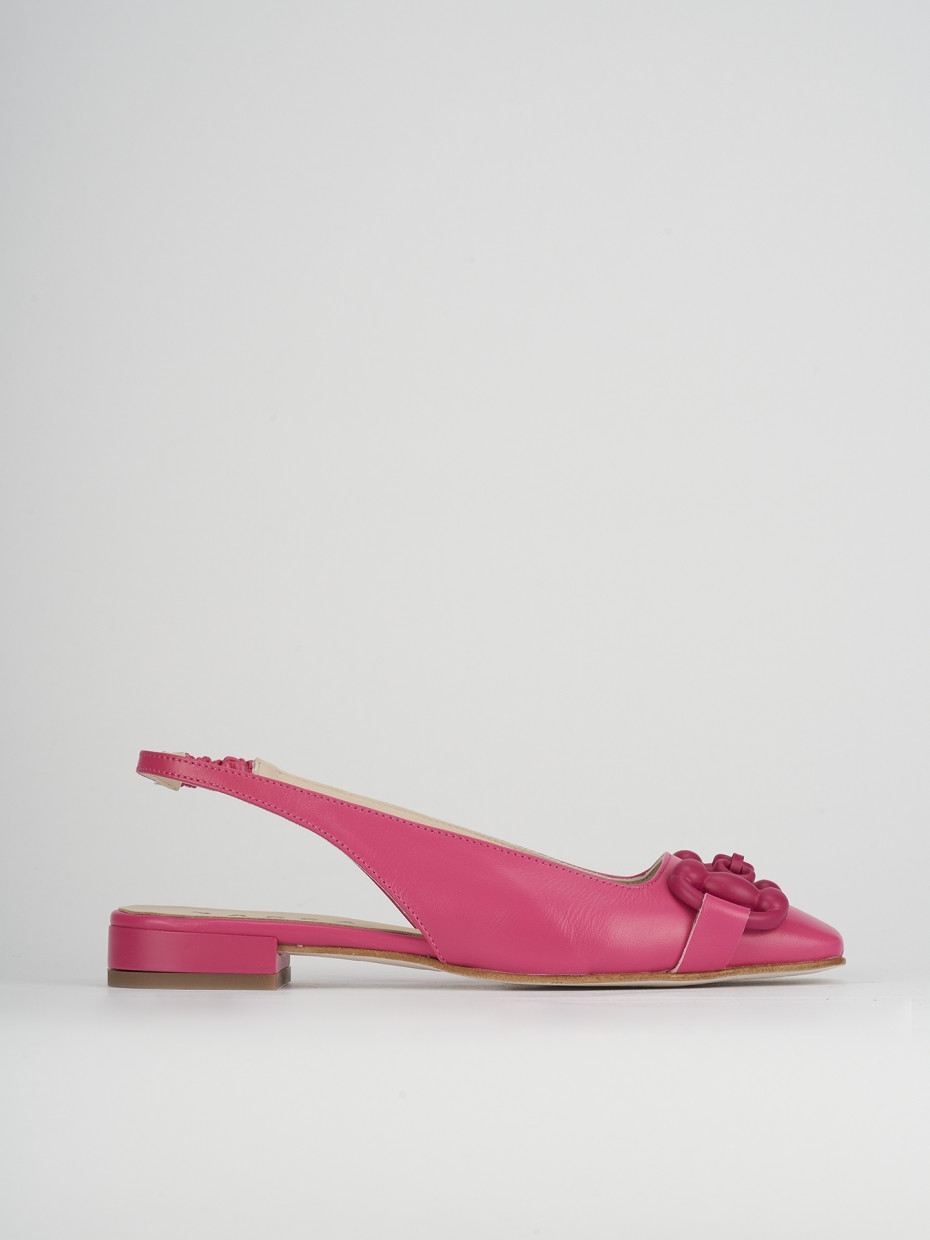 Flat shoes heel 1 cm pink leather