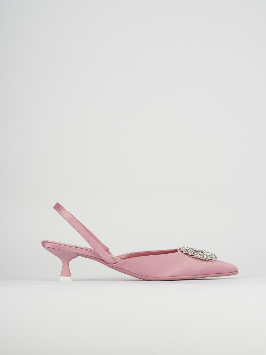 Slingback decoltè tacco 5 cm rosa raso