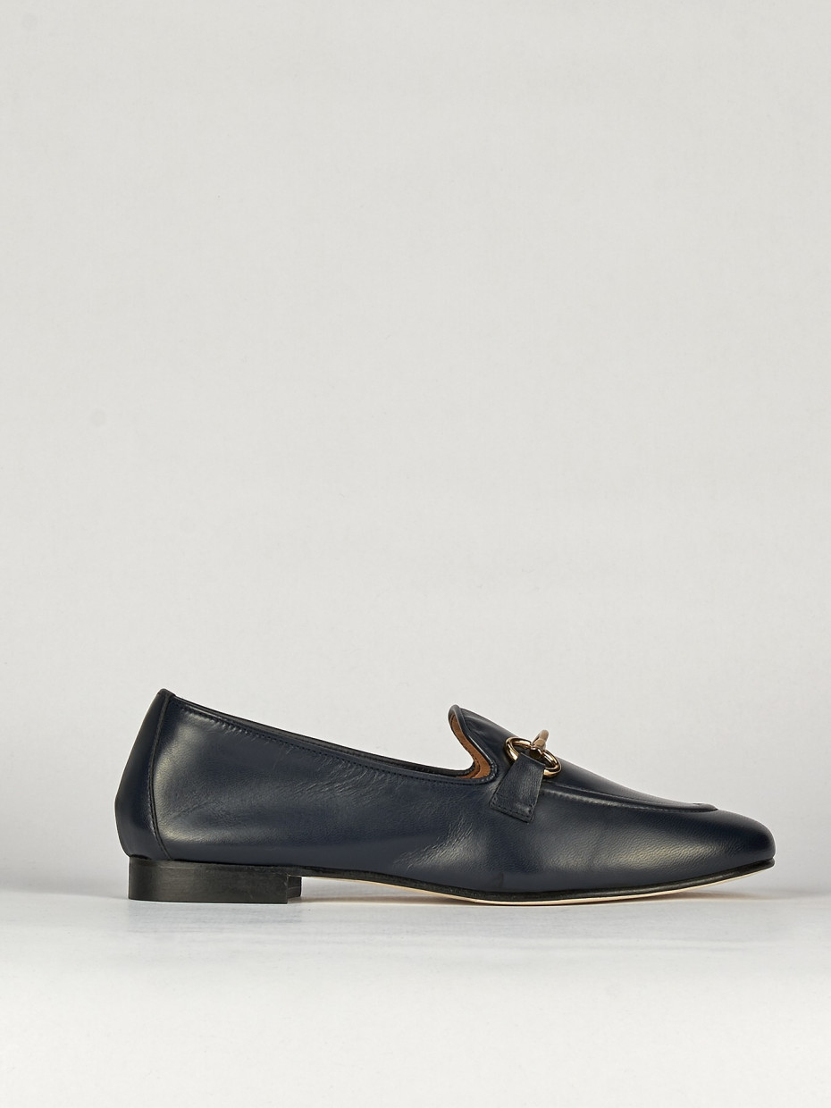 Loafers heel 1 cm blu leather