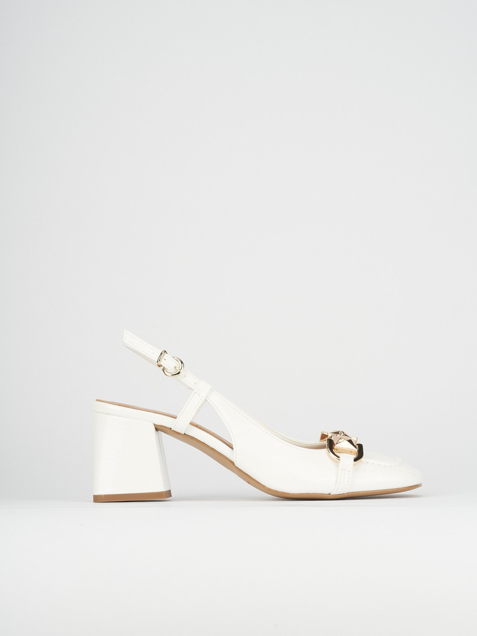 Décolleté e slingback tacco 6cm pelle bianco