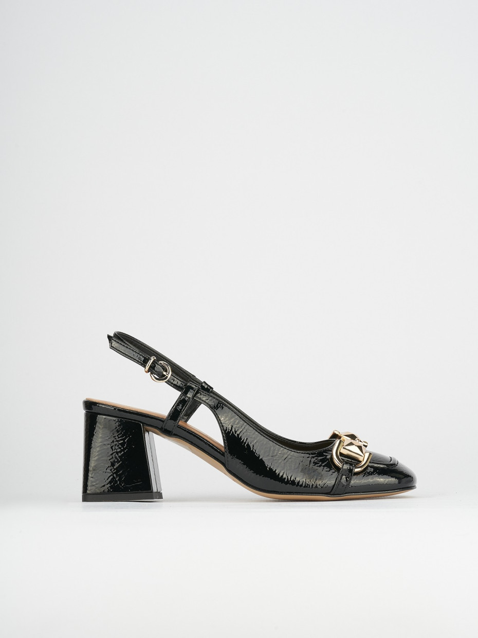 Décolleté e slingback tacco 6cm vernice nero