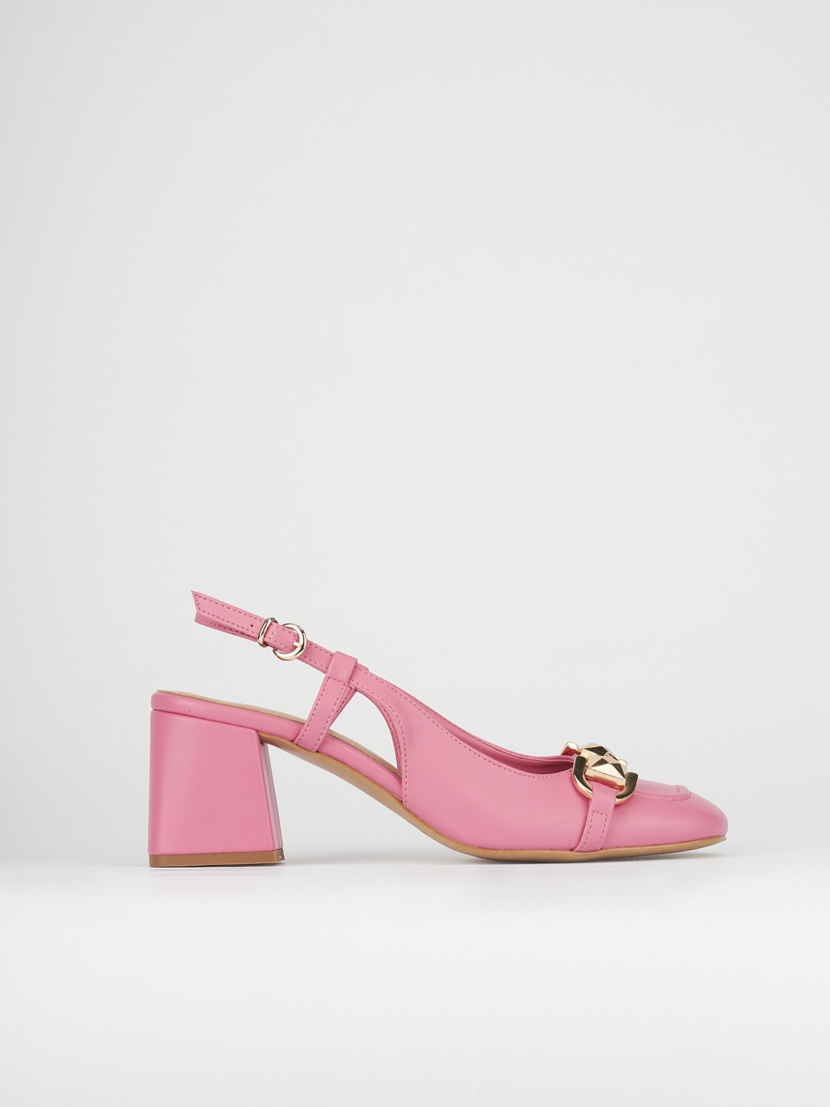 Décolleté e slingback tacco 6cm pelle rosa