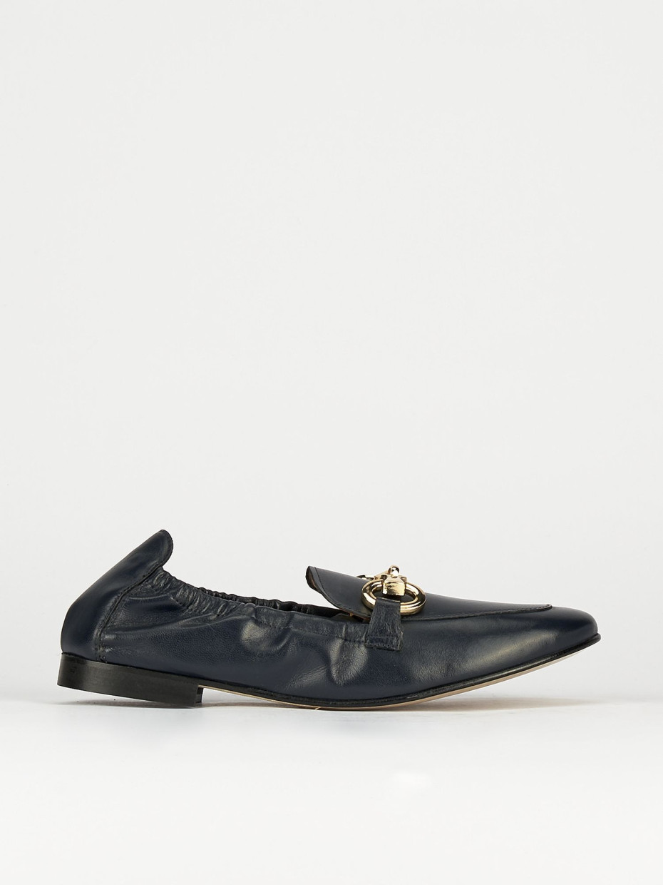 Mocassino tacco 1 cm nero pelle