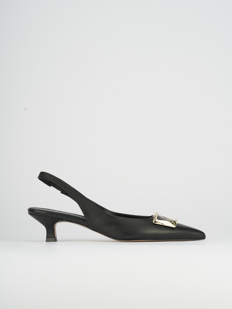 Slingback decoltè tacco 5 cm nero pelle