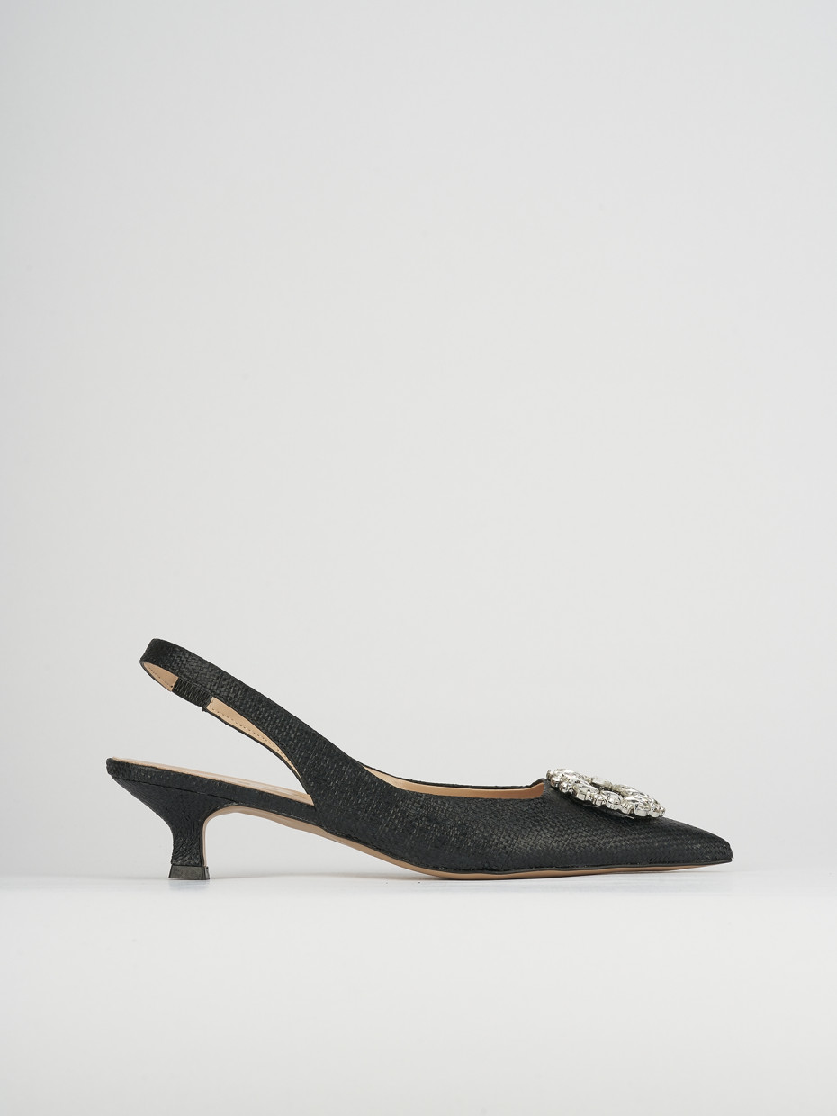 Décolleté e slingback tacco 5cm pelle nero