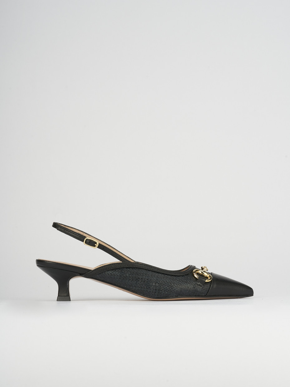 Décolleté e slingback tacco 5cm pelle nero