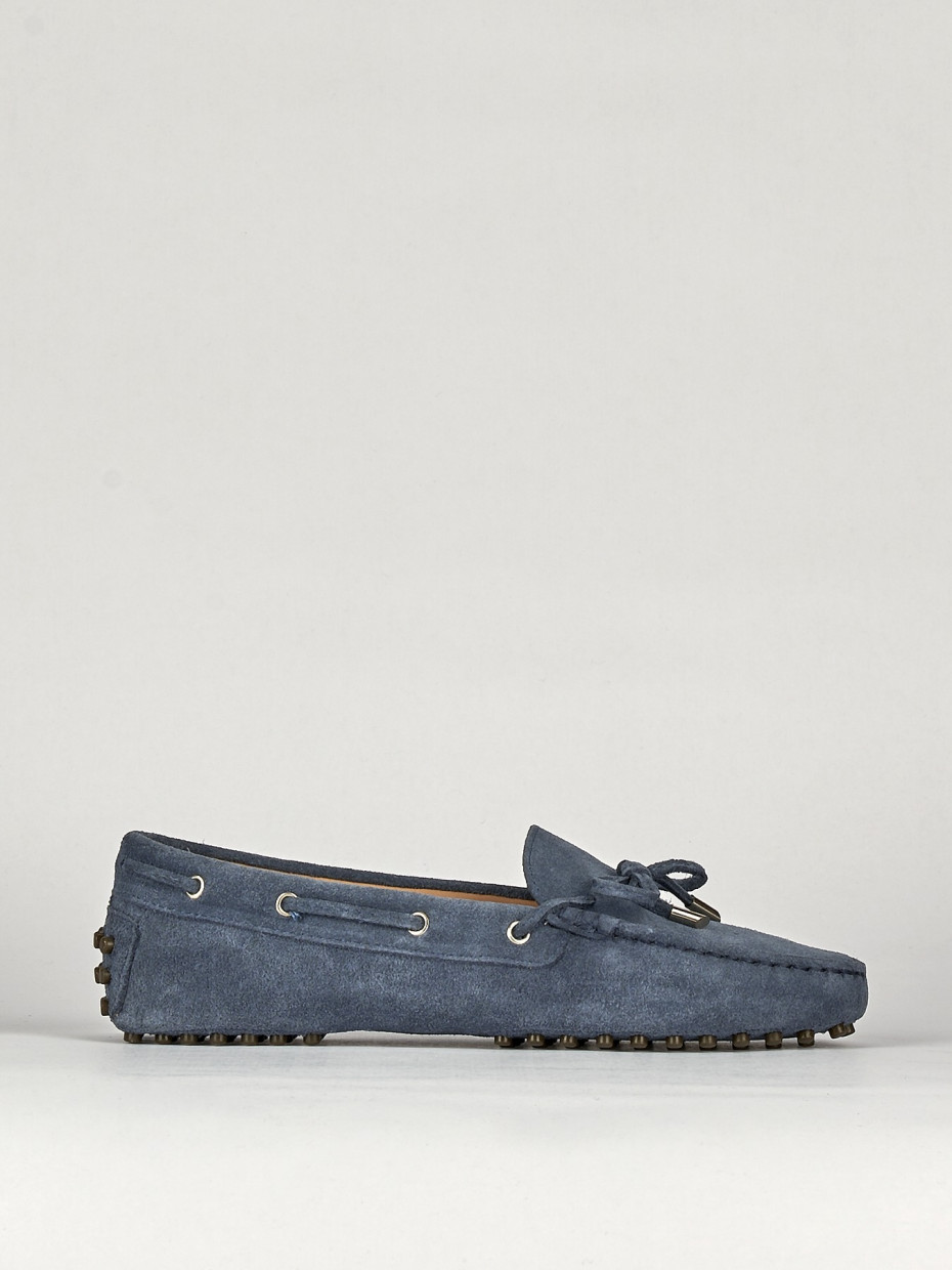 Mocassino tacco 1 cm jeans camoscio