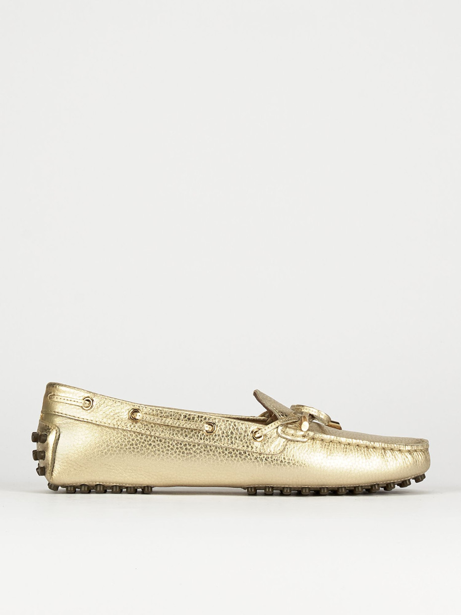 Loafers heel 1 cm gold leather