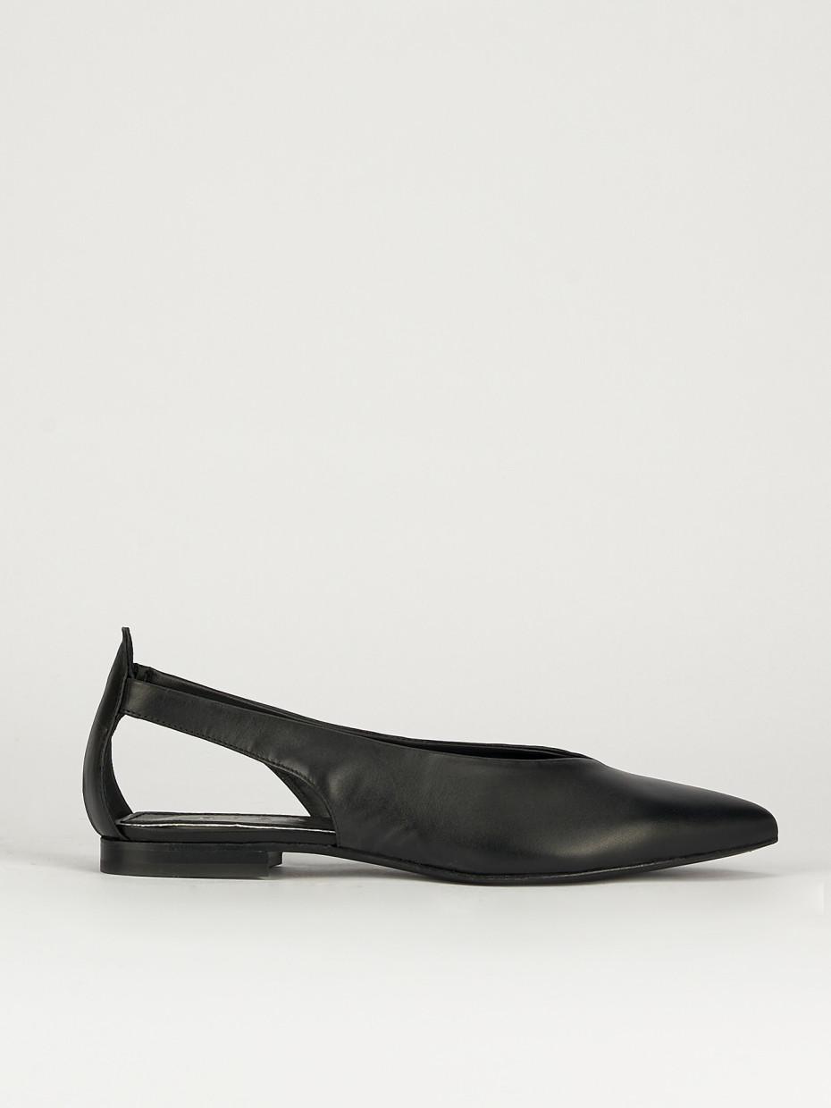 Flat shoes heel 1 cm black leather