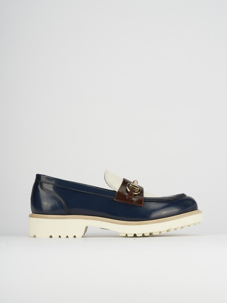 Loafers heel 2 cm blu leather