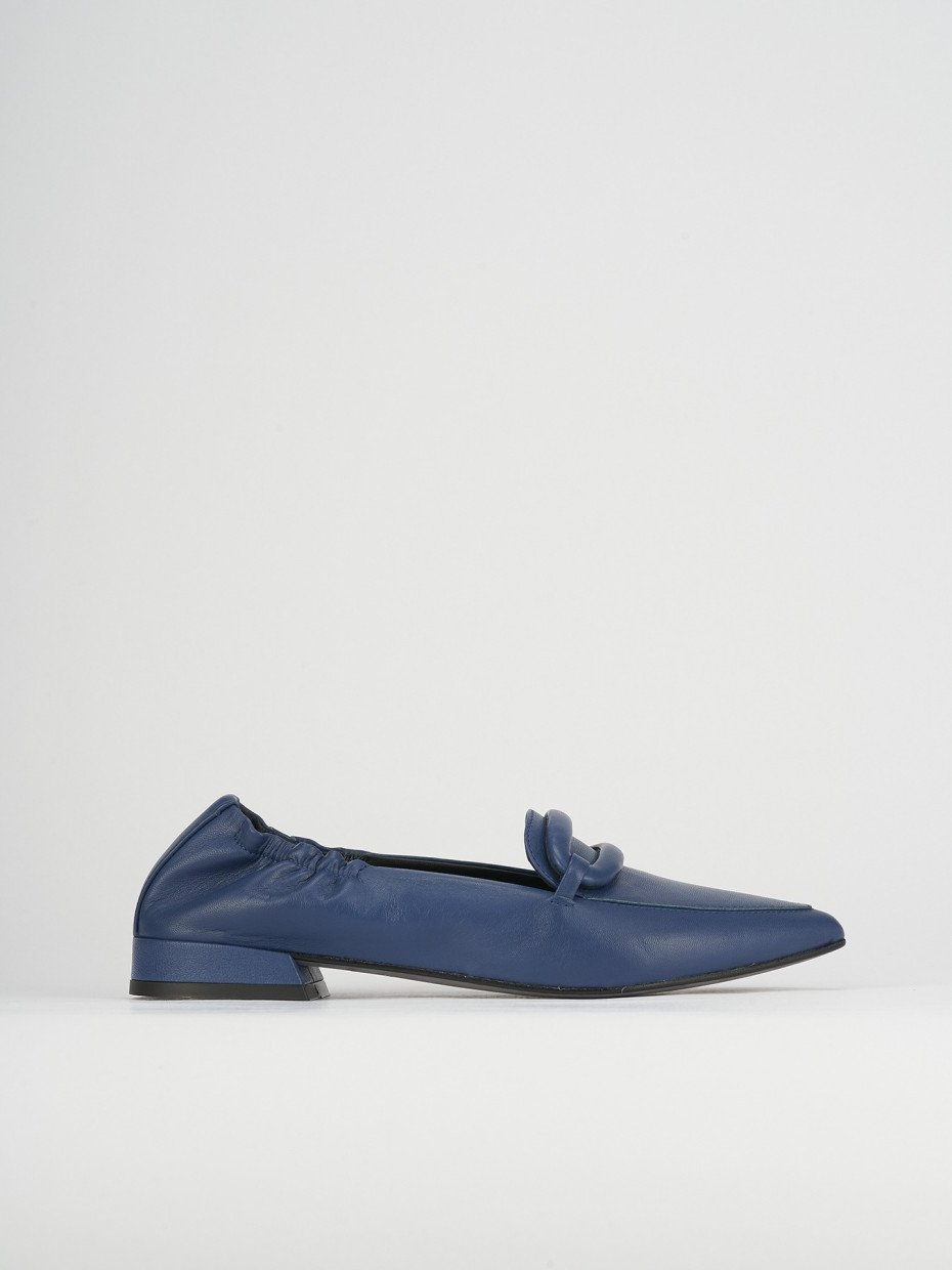 Mocassino ballerina tacco 1 cm blu pelle