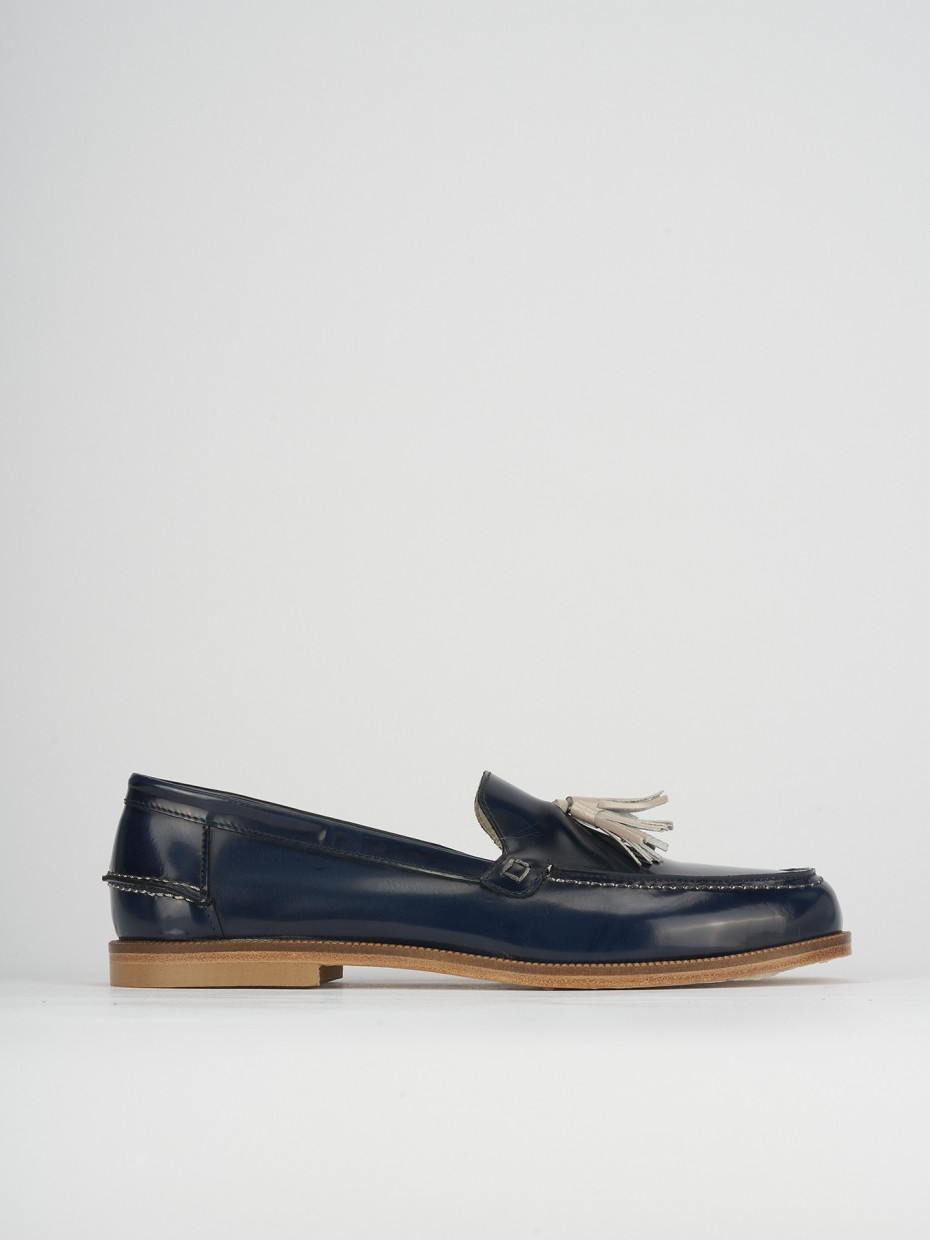 Loafers heel 2 cm blu leather