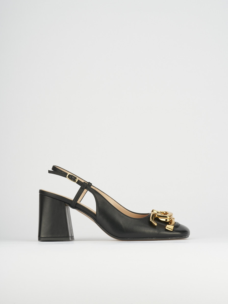 Décolleté e slingback tacco 8cm pelle nero