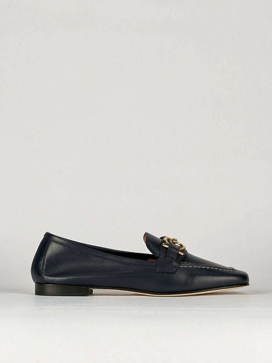 Loafers heel 1 cm blu leather