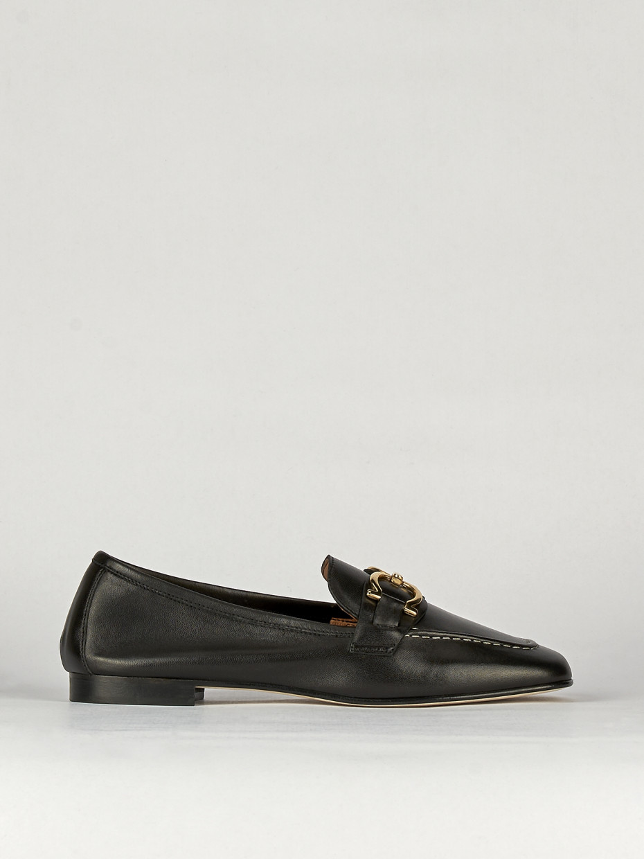 Mocassino tacco 1 cm nero pelle