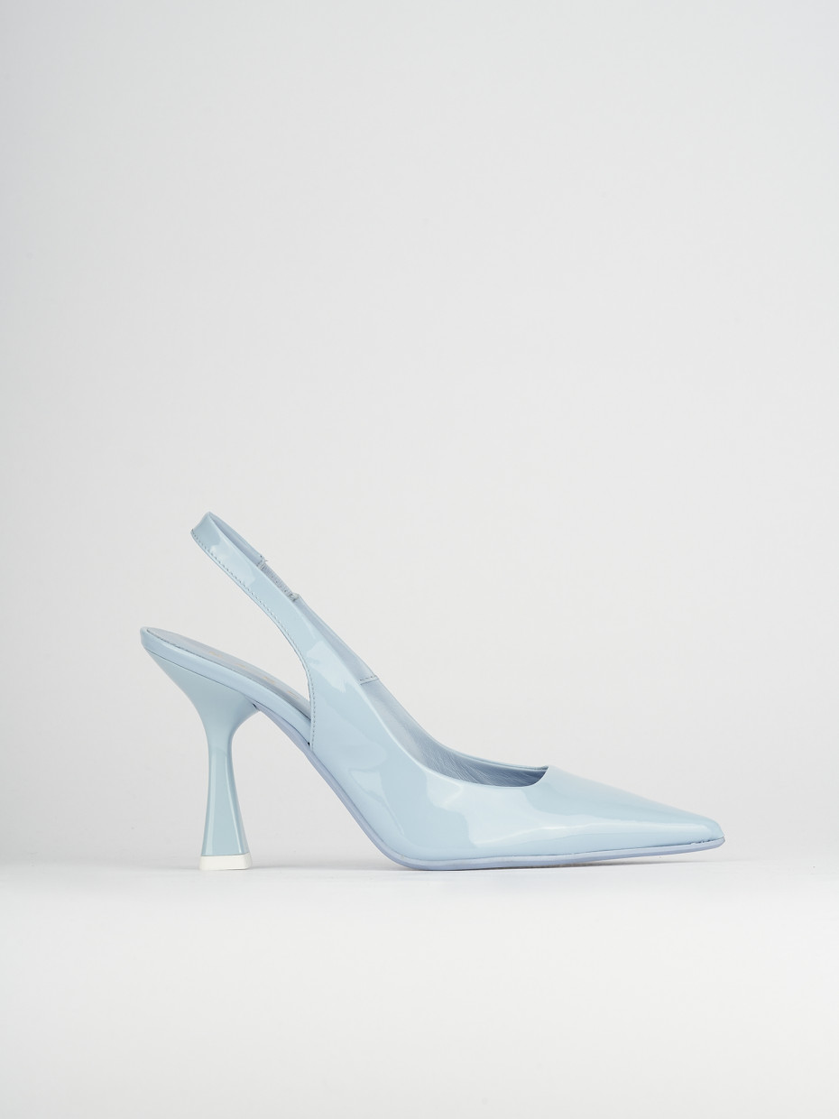 Slingback decoltè tacco 9 cm azzurro vernice