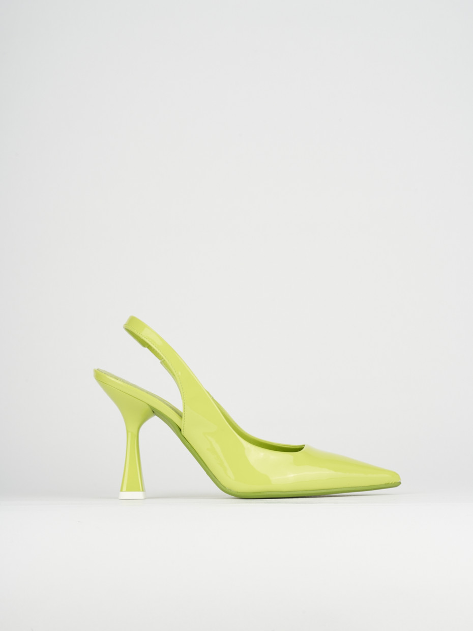 Slingback decoltè tacco 9 cm verde vernice