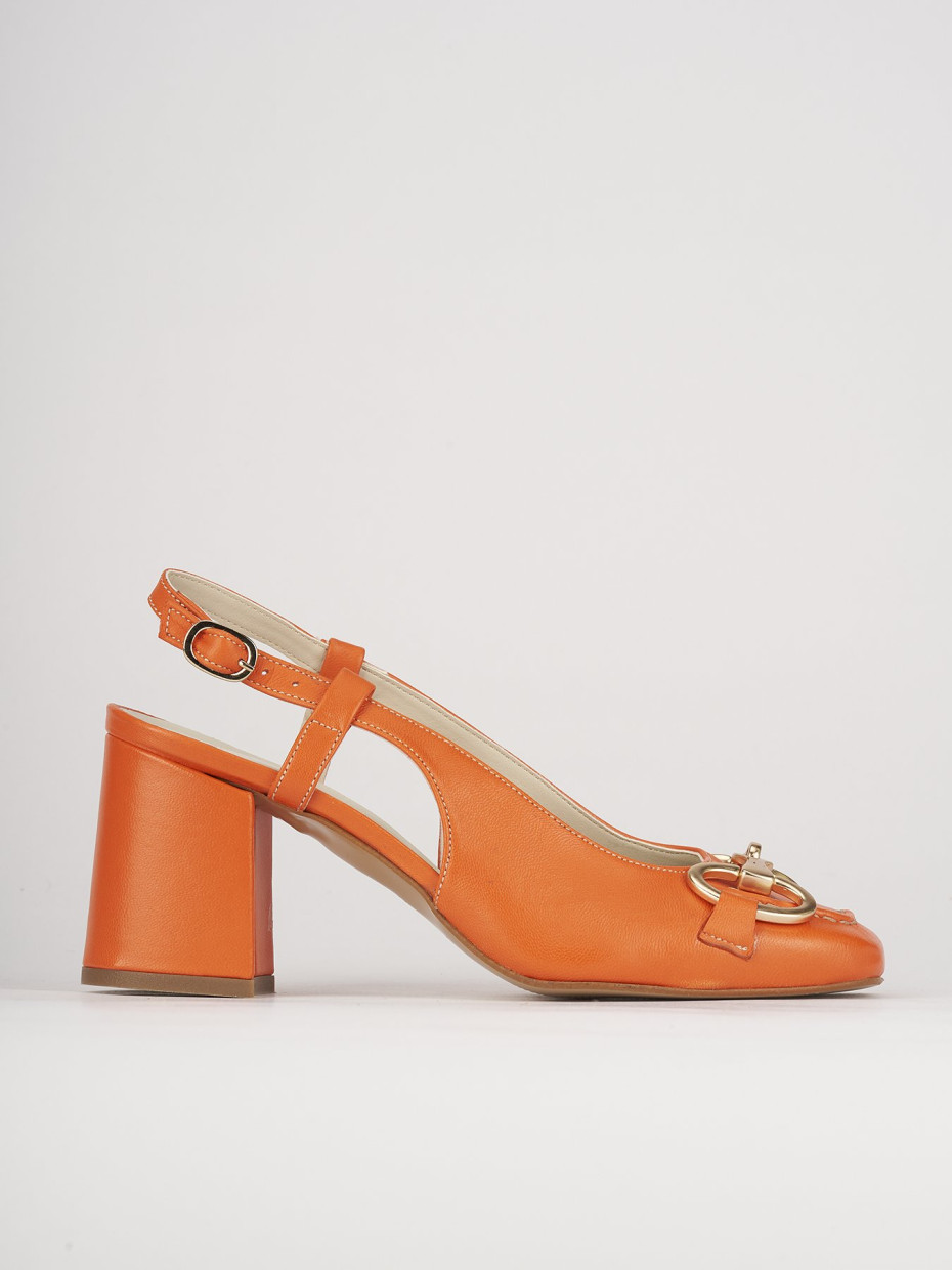 Décolleté e slingback tacco 6cm pelle arancio