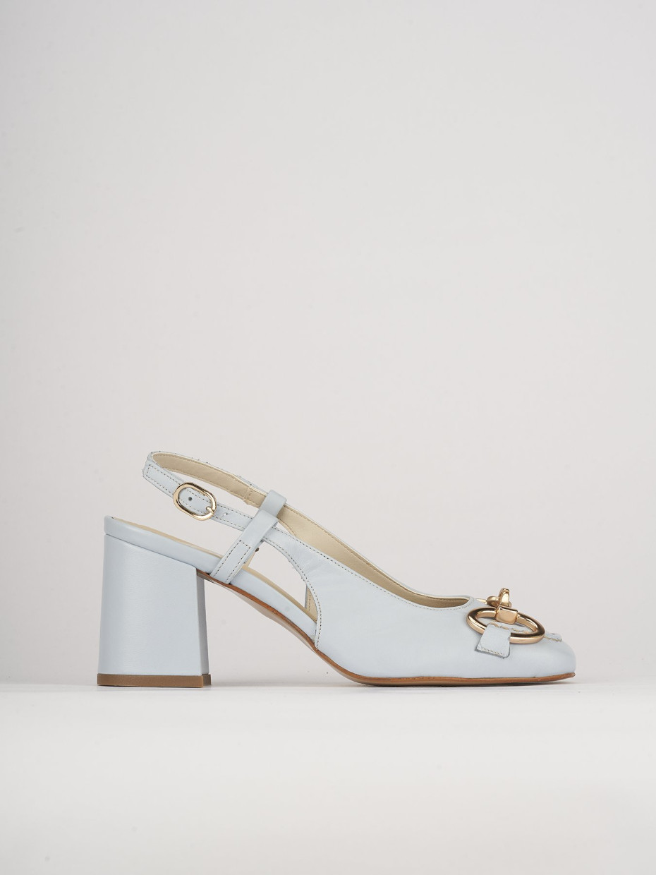 Décolleté e slingback tacco 6cm pelle azzurro