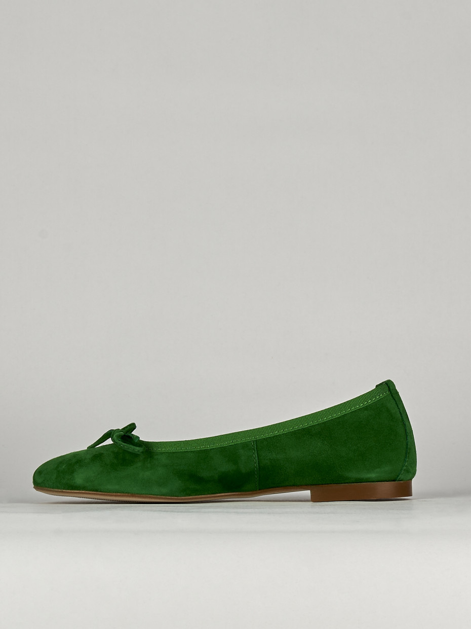 Flat shoes heel 1 cm green chamois