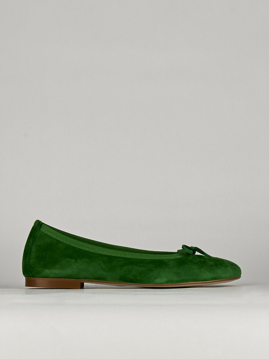 Flat shoes heel 1 cm green chamois