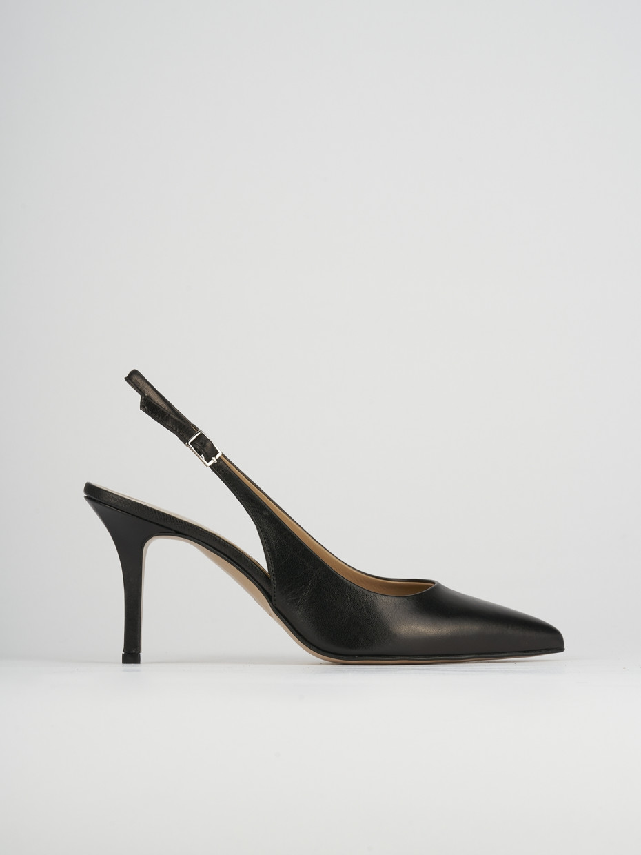 Slingback decoltè tacco 8 cm nero pelle