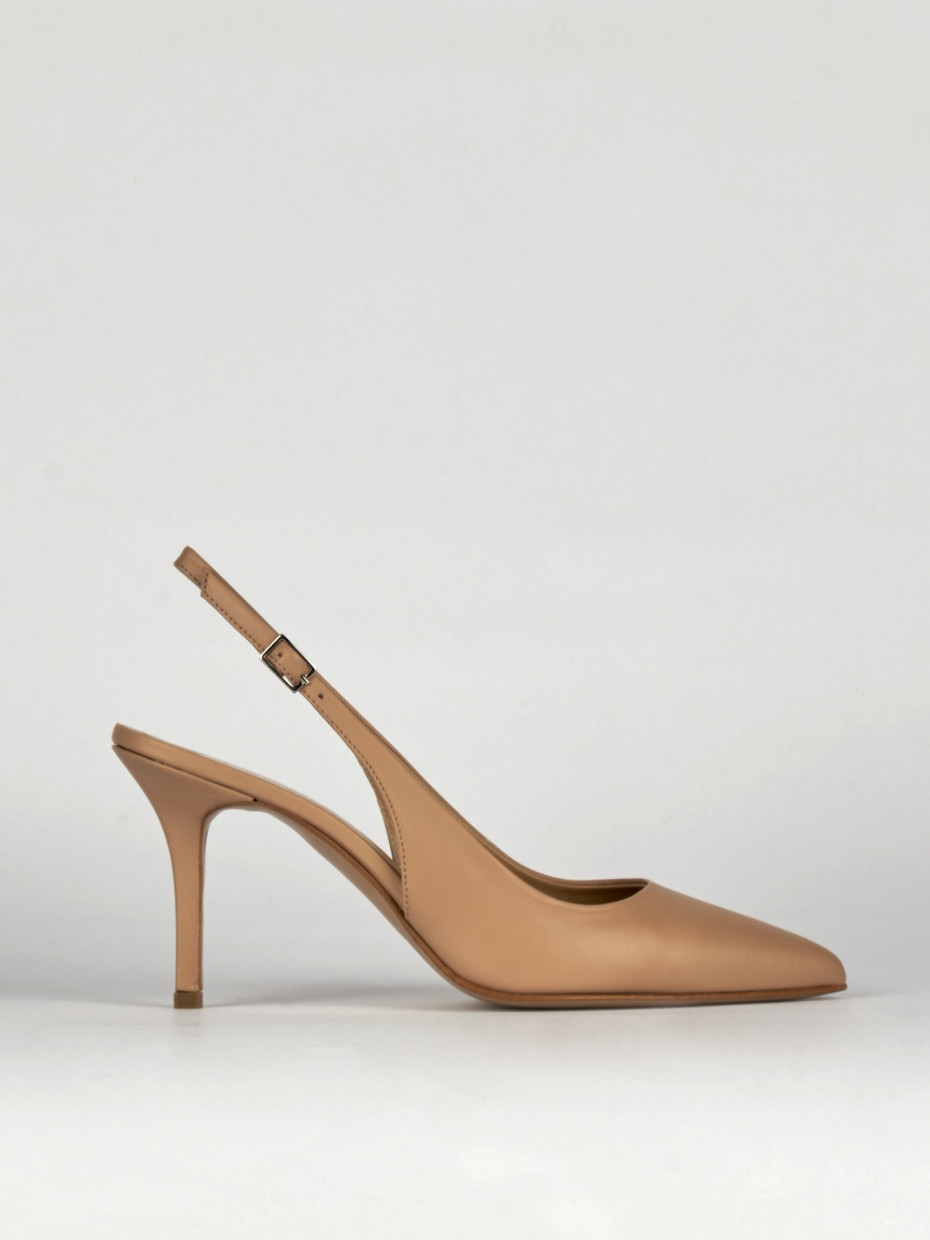 Slingback decoltè tacco 8 cm rosa pelle