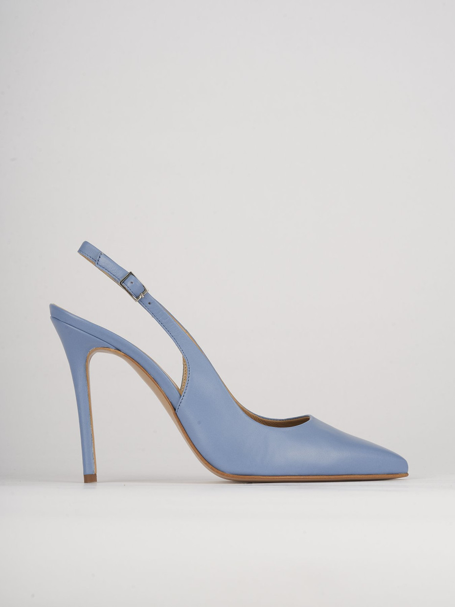 Décolleté e slingback tacco 11cm pelle azzurro