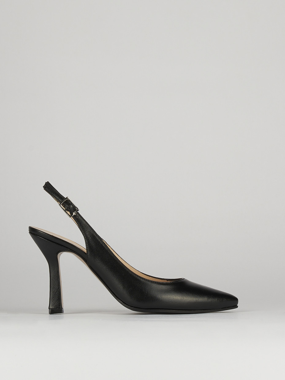 Slingback decoltè tacco 8cm nero pelle