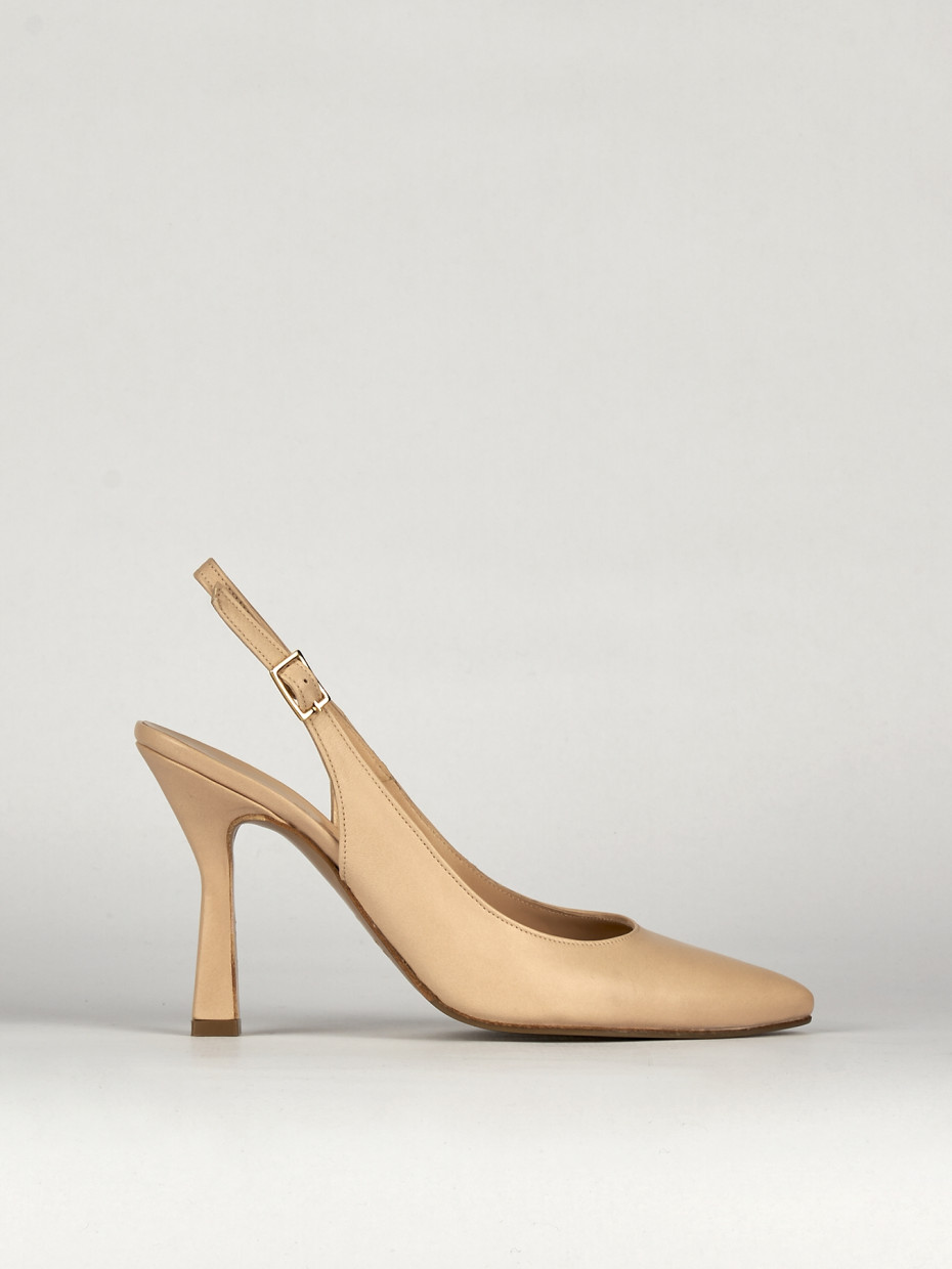 Slingback decoltè tacco 8cm rosa pelle