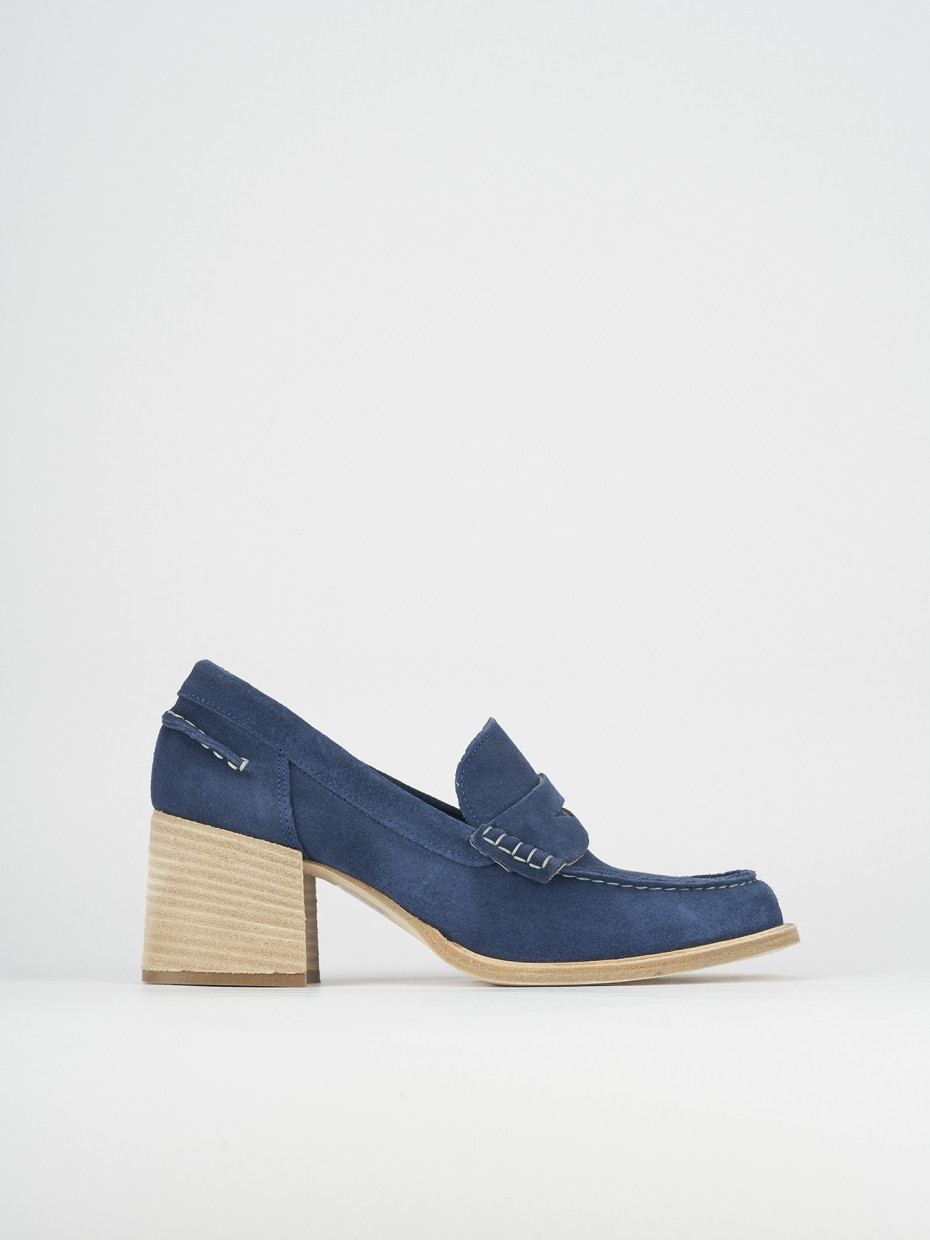 Loafers heel 6 cm blu chamois