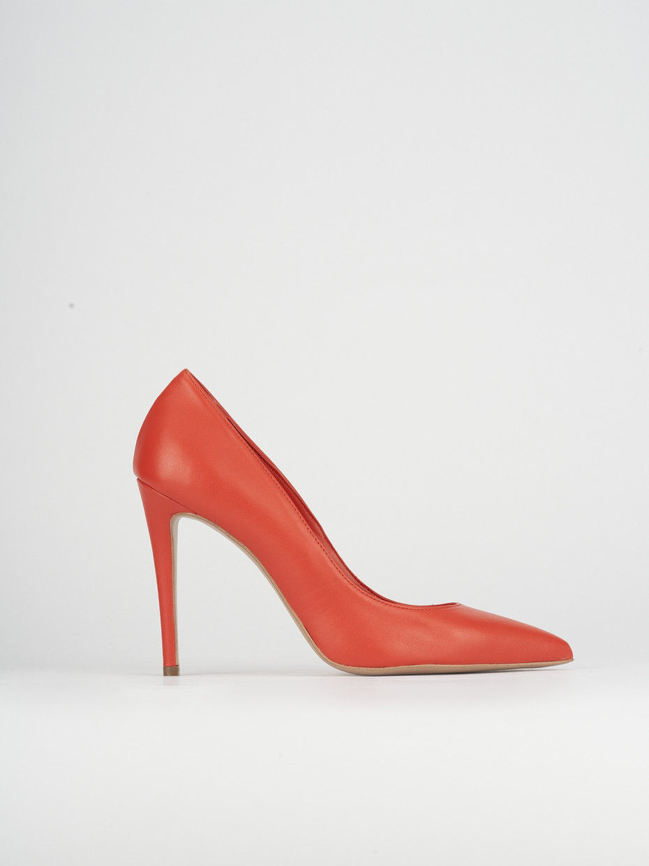 Décolleté e slingback tacco 10cm pelle arancio