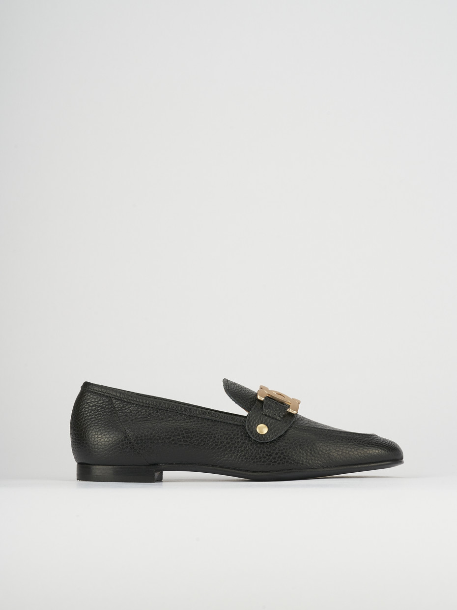 Mocassino tacco 1 cm nero pelle