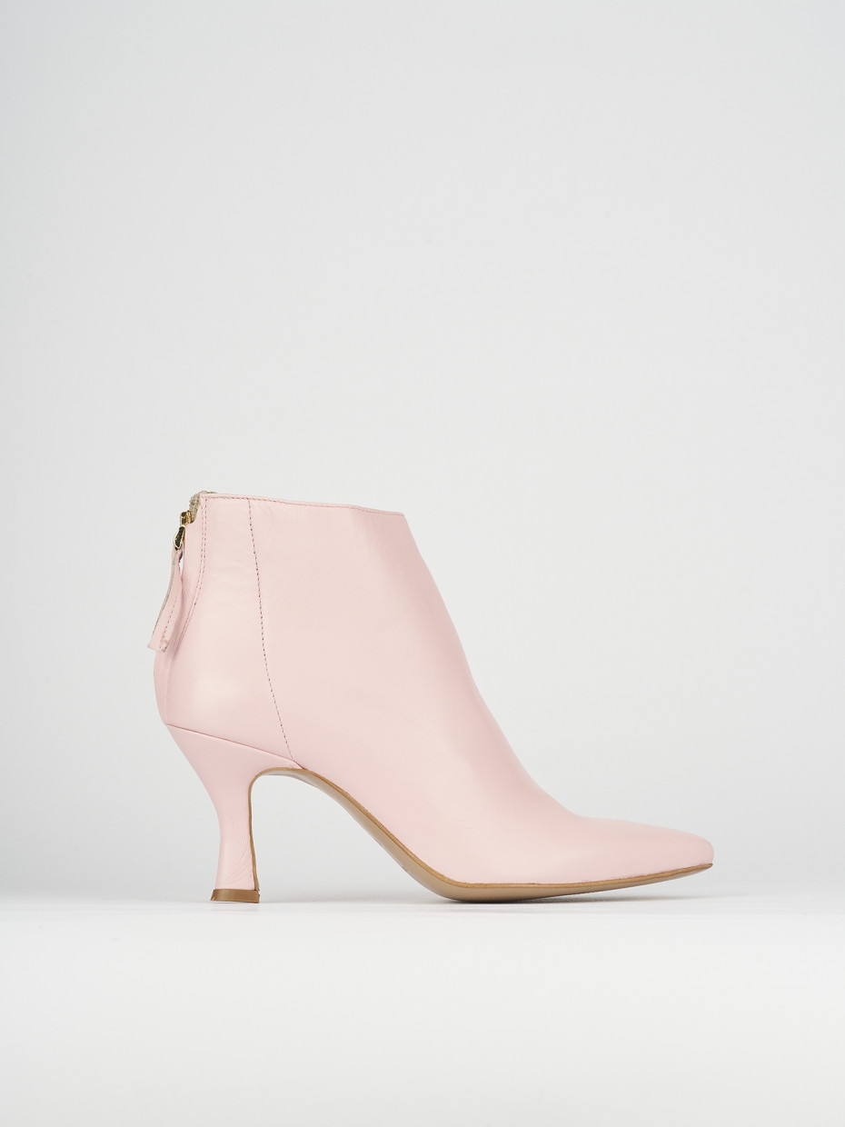 High heel ankle boots heel 5 cm pink leather