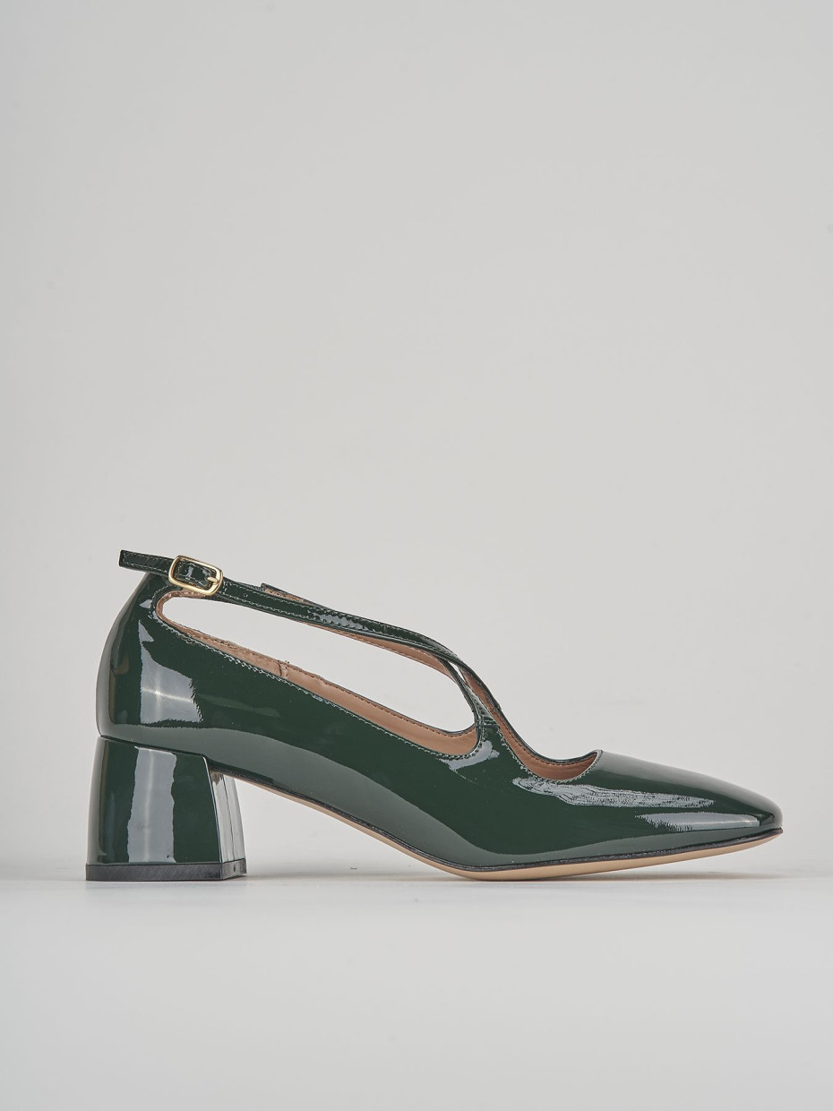 Décolleté e slingback tacco 5cm vernice verde