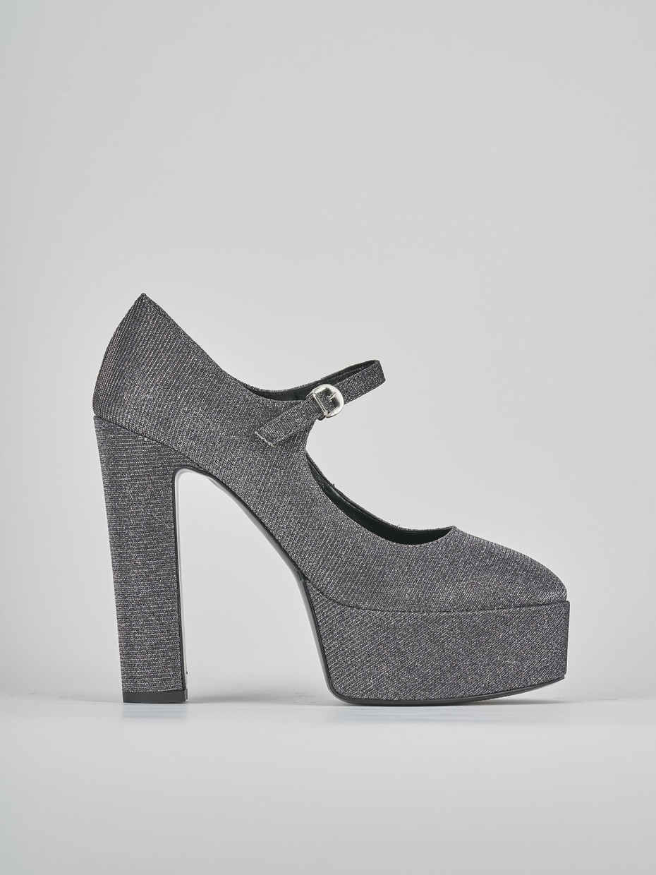 Décolleté e slingback tacco 9cm tessuto nero