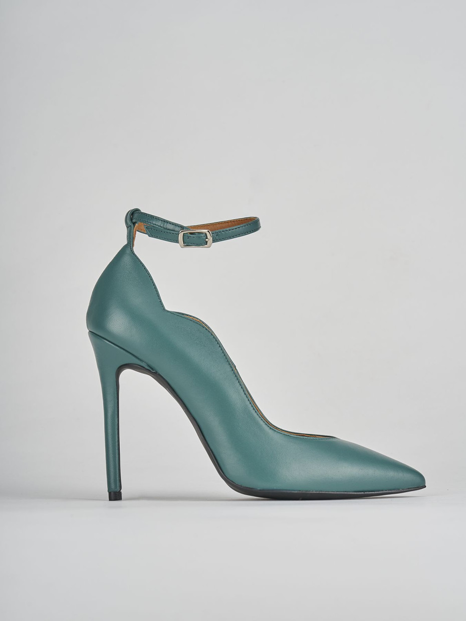 Décolleté e slingback tacco 10cm pelle verde