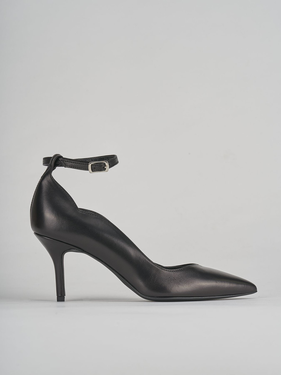 Décolleté e slingback tacco 7cm pelle nero