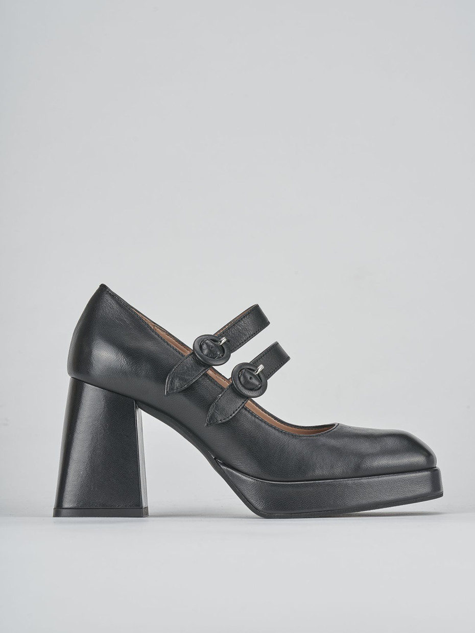 Décolleté e slingback tacco 7cm pelle nero