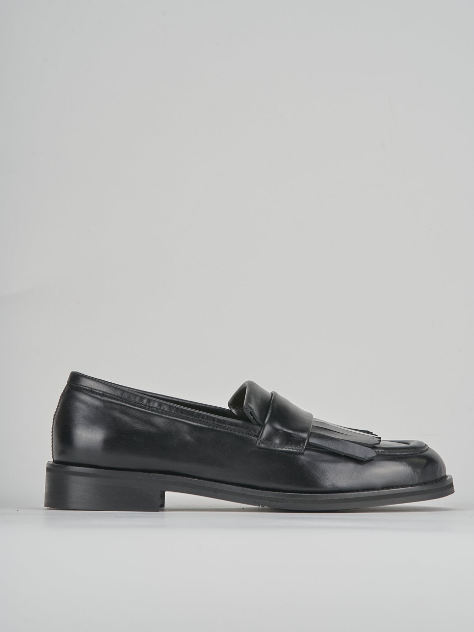 Loafers heel 1 cm black leather