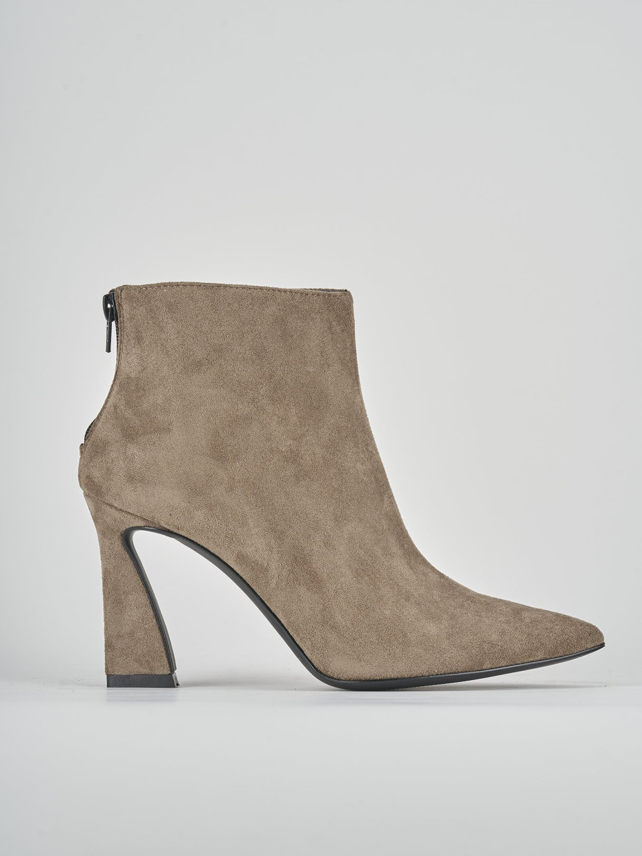 High heel ankle boots heel 8 cm beige suede