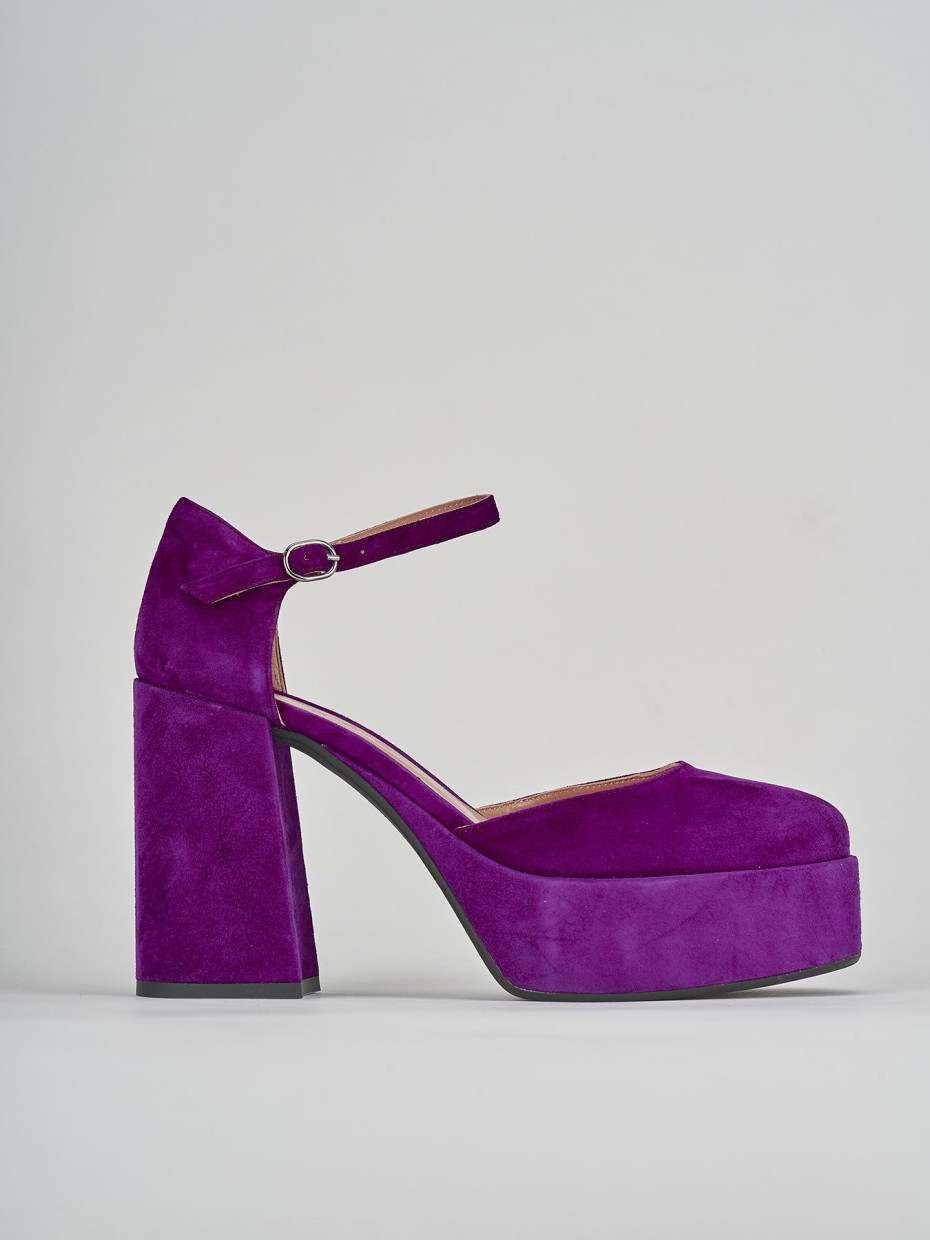 Décolleté e slingback tacco 9cm camoscio viola